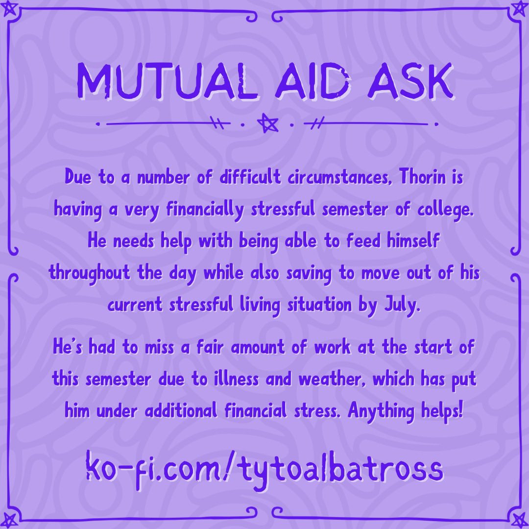voxespopuli's tweet photo. My boyfriend Thorin really needs support surviving this semester of college in terms of getting food day-to-day and saving up to move out of his awful living situation! Please help!

https://t.co/JHaQEd3dFT https://t.co/TjvuhzbM5V