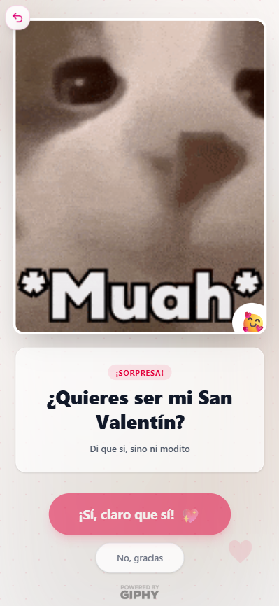 SuggarHidden's tweet photo. Acabo de lanzar https://t.co/jZtEY2uHjT 🚀

Es la forma más fácil de crear su tarjeta de "¿Quieres ser mi San Valentín?" con fotos o gifs.

Ojo: Las fotos se autodestruyen a los 7 días 🕵️‍♂️. ¡Es gratis, disfruten! 👇 https://t.co/6VXjF9o1UA