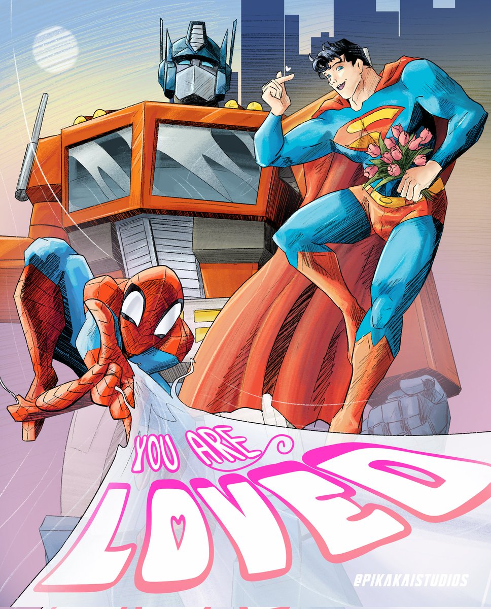 pikakaistudios's tweet image. Because everyone deserves to be loved 
~~~
#transformers #OptimusPrime #SUPERMAN #Spiderman #transformersg1 #maccadam