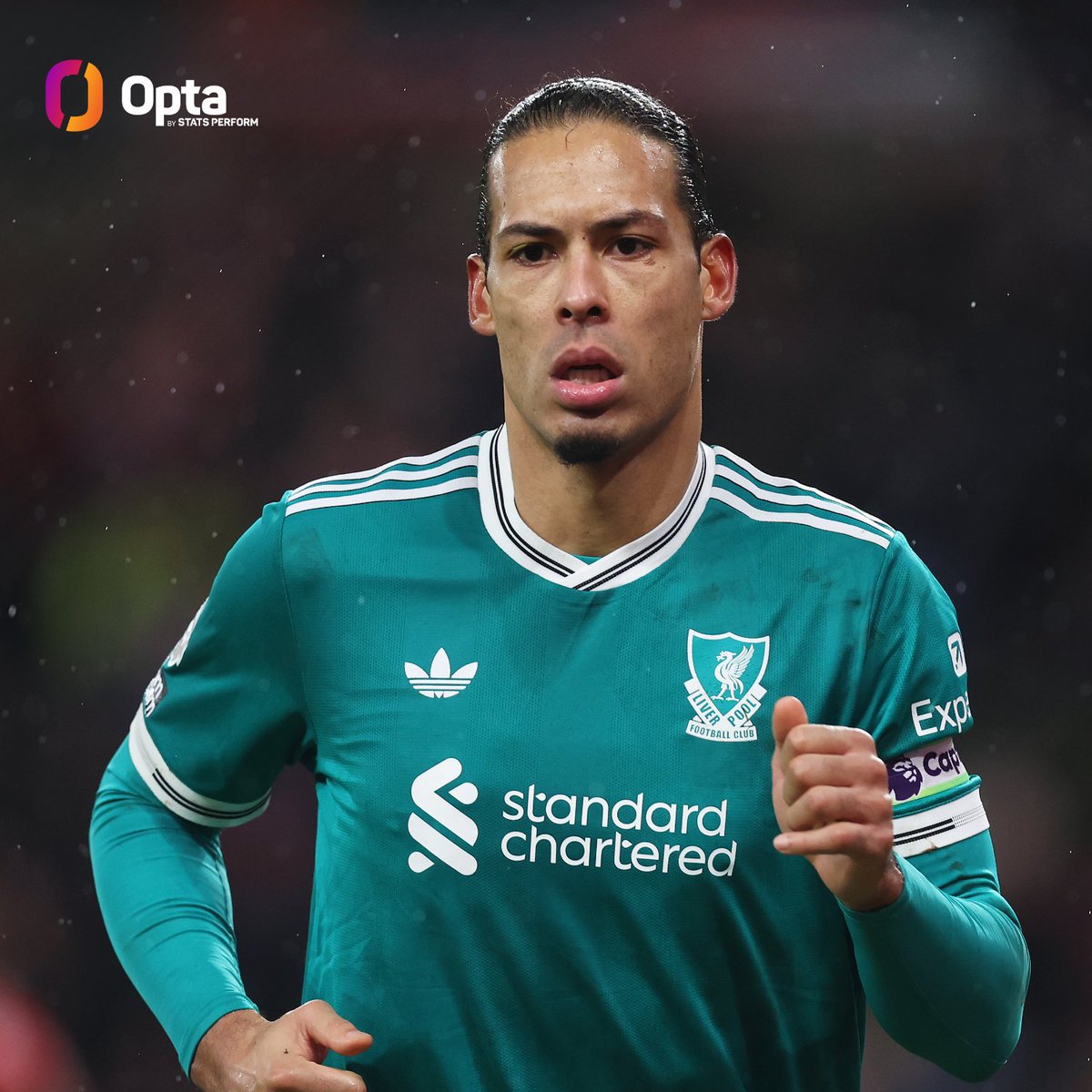 1 - Virgil van Dijk tonight was the first player to score a goal, make 10+ headed clearances (11) and win 5+ aerial duels (8) in a Premier League match in any of the last five seasons. Colossus.