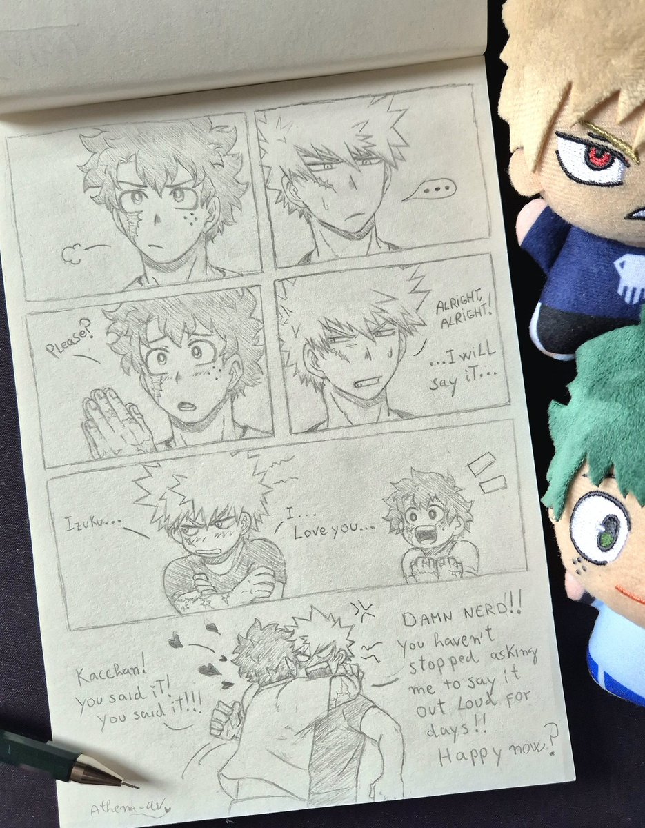I feel like Kacchan shows his love more through his actions, but it's lovely to say it out loud sometimes, right Izuku? ☺️🧡💚
#ktdk #deku #BKDK