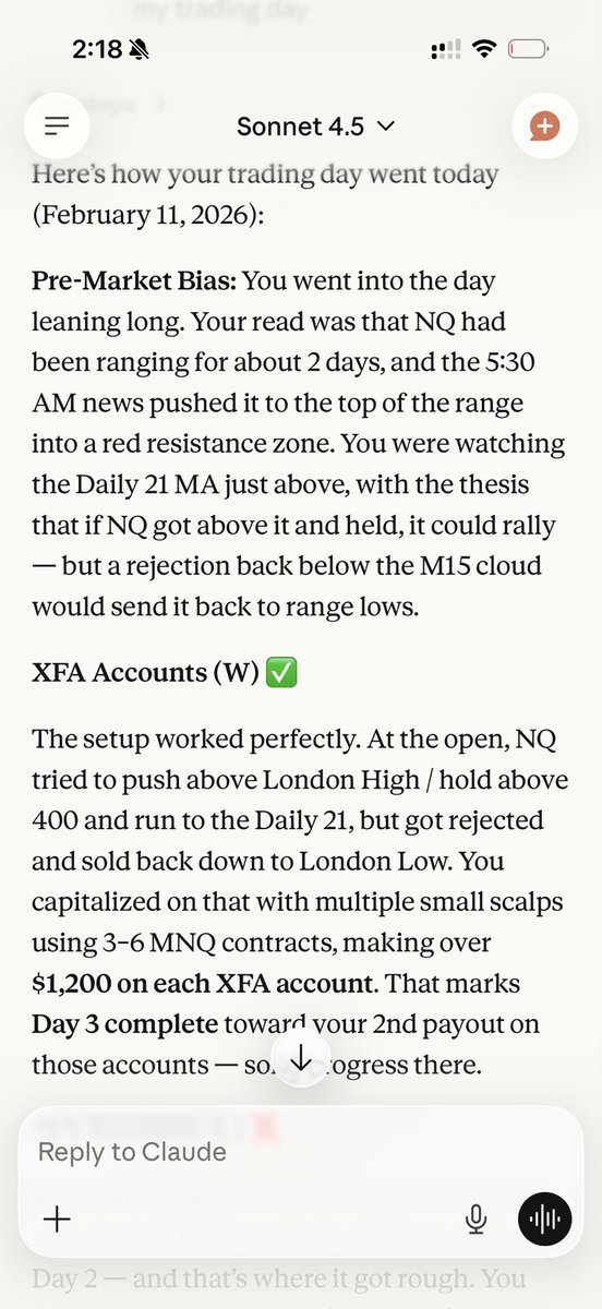 Mrwolf's tweet image. Just cancelled my @TradeZella subscription, i wasn’t using it anyway as it is not built for prop firm trading. I can’t journal 5-6 firms whole day 

Rather i found something more meaningful and helpful is journaling using @NotionHQ and connecting that with @claudeai . So you can…