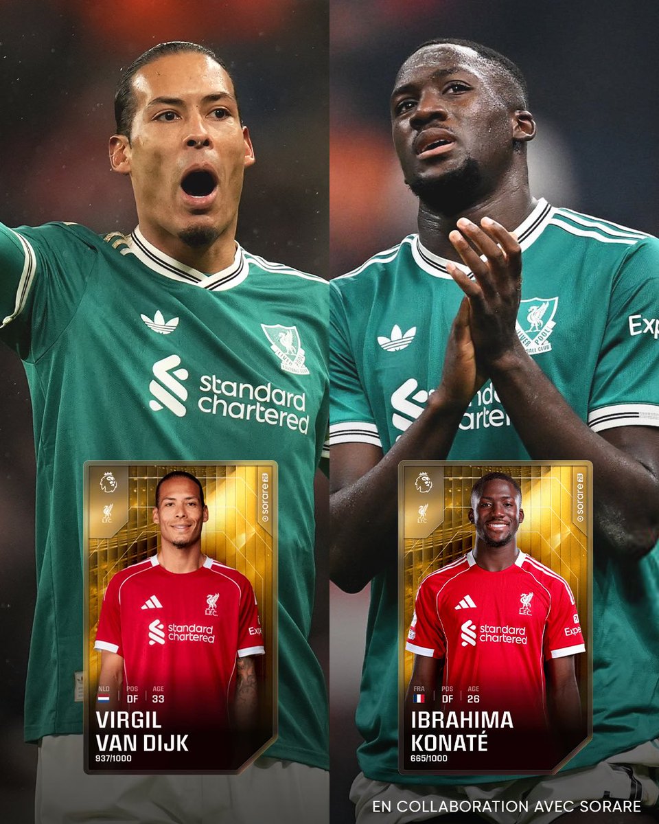 ActuFoot_'s tweet photo. 𝗟𝗔 𝗖𝗛𝗔𝗥𝗡𝗜𝗘̀𝗥𝗘 𝗩𝗔𝗡 𝗗𝗜𝗝𝗞 🇳🇱 ✖️ 🇫🇷 𝗞𝗢𝗡𝗔𝗧𝗘́ 𝗜𝗡𝗝𝗢𝗨𝗔𝗕𝗟𝗘 🤯

Ce soir, si Liverpool s’est imposé face à Sunderland, c’est en partie grâce à sa défense et à ses centraux, Virgil Van Dijk et Ibrahima Konaté qui ont été juste incroyable. 💪

💯 𝗡𝗢𝗧𝗘 𝗣𝗔𝗥𝗙𝗔𝗜𝗧𝗘 𝗗𝗘 𝟭𝟬𝟬/𝟭𝟬𝟬 sur @Sorare pour Van Dijk, unique buteur de la rencontre. ⚽️ 

💯 𝗡𝗢𝗧𝗘 𝗣𝗔𝗥𝗙𝗔𝗜𝗧𝗘 𝗗𝗘 𝟭𝟬𝟬/𝟭𝟬𝟬 sur @Sorare pour Konaté, auteur d’un sauvetage énorme pour empêcher Sunderland d’égaliser. 🥵

Un sans faute ce soir pour les deux défenseurs. 👏

🤝 en collaboration avec Sorare