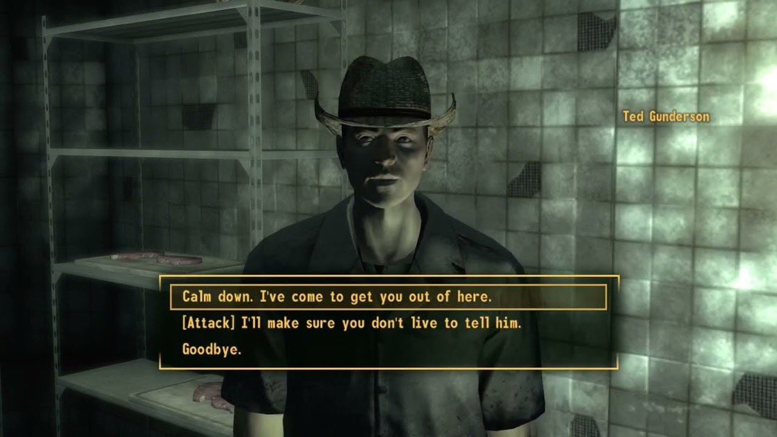 Pirat_Nation's tweet image. In Fallout: New Vegas' "Beyond the Beef" quest, you rescue kidnapped boy **Ted Gunderson** son of an NCR ambassador from cannibalistic elites in the Ultra-Luxe casino.

Real-life FBI LA Chief “Ted Gunderson” warned Alex Jones ~25 years ago about Epstein's child sex-trafficking…