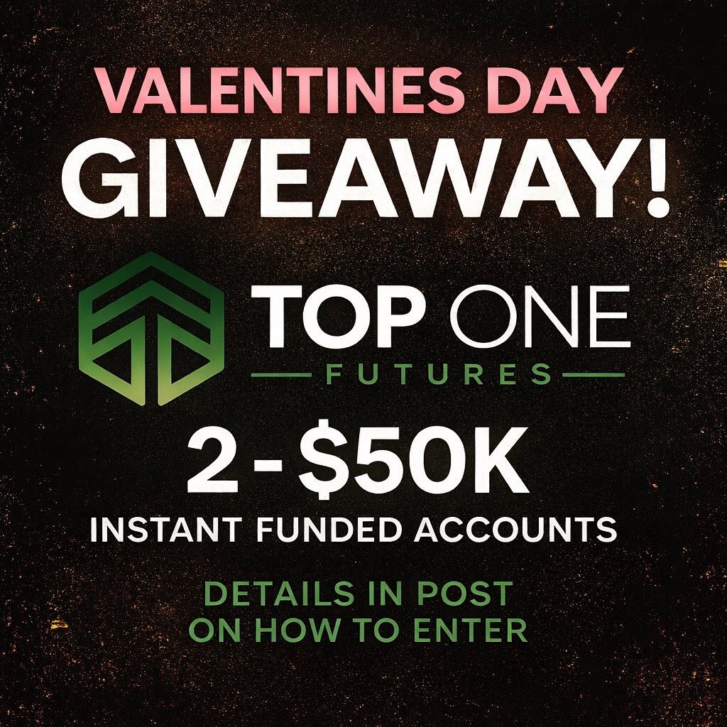 🚨VALENTINES DAY GIVEAWAY!🚨

I’ve teamed up with <a href="/TopOneFutures/">TopOneFutures</a> to giveaway 2 - 50k Accounts on Tradovate!

To enter:

1️⃣ Follow me and <a href="/TopOneFutures/">TopOneFutures</a> 
2️⃣ Like this post ❤️
3️⃣ Retweet this post🔁
4️⃣ Tag 3 friends

Code RDF = 60% off
 
Winners picked Feb. 20th!

$ES $NQ $SI $GC