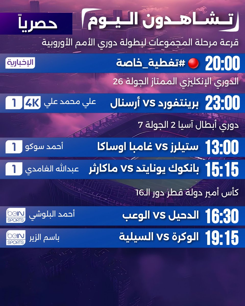 bein_news55's tweet photo. 📺تشاهدون اليوم على قنوات بي إن سبورت و بي إن سبورت XTRA https://t.co/LlUfniqASj