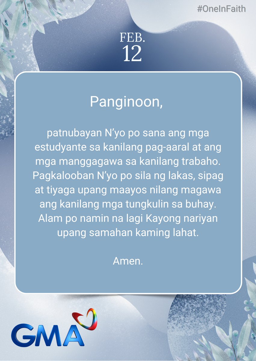 gmanetwork's tweet photo. Mga Kapuso, sabay-sabay po tayong manalangin. #OneInFaith #IsaSaPusoNgPilipino https://t.co/RFzgZx9MP6