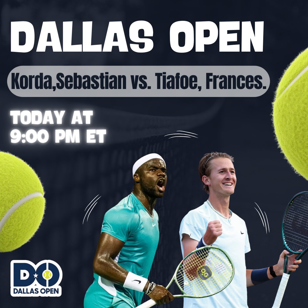 TheOwlGame's tweet photo. 🎾🔥🇺🇸🏆💥 Dallas ignites with an all-American Round of 16 spectacle tonight on Center Court, where Sebastian Korda squares off against Frances Tiafoe in a high-stakes tennis showdown.

Korda, World No. 53, enters sharp after a commanding 6-3, 6-4 takedown of Michael Zheng, reversing his early Australian Open stumble. Tiafoe, ranked No. 30, displayed grit in a comeback 4-6, 6-2, 6-2 victory over Terence Atmane. Holding a slim 4-3 edge in their career meetings, Tiafoe aims to extend his advantage against his compatriot.  

Boost the buzz and wager crypto on the victor at https://t.co/6cUTqLS5S4 💥🏆🇺🇸🔥🎾 #DallasOpen #DALOpen #ATPDallas #Tennis #ATP