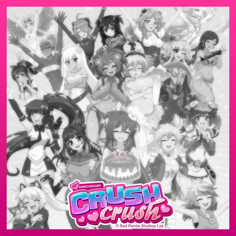 "Crush my Crushes" is a catchy pop single commemorating the 10th anniversary of the smash hit idle dating sim, Crush Crush! Excited to partner with Sad Panda Studios on this upbeat celebration with music by Frank van 't Ende, lyrics support from Dale North and The Pandas, and