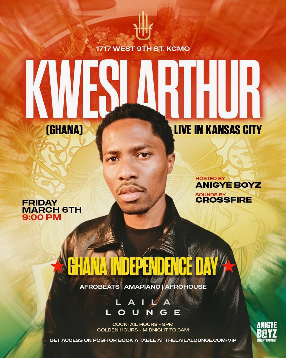 KANSAS! I’ll be live in your city for Ghana independence. See you soon! 

Get your tickets here:
posh.vip/e/kwesi-arthur…