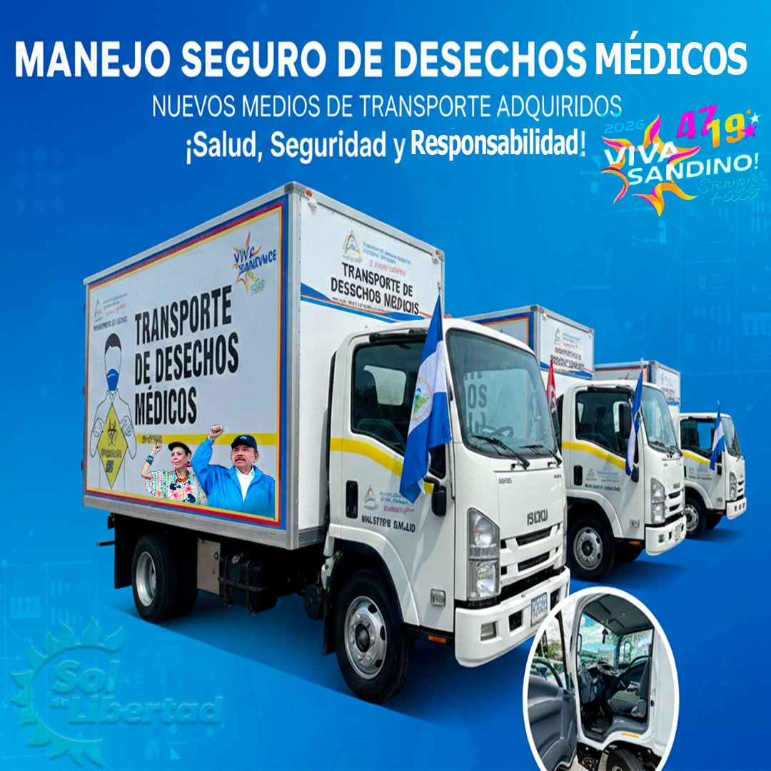 Manejo seguro de desechos médicos Reforzamos el manejo seguro y el traslado de los desechos médicos de las Unidades de Salud, con la entrega de 5 camiones con sistema de refrigeración, para prevenir infecciones y contaminación ambiental.