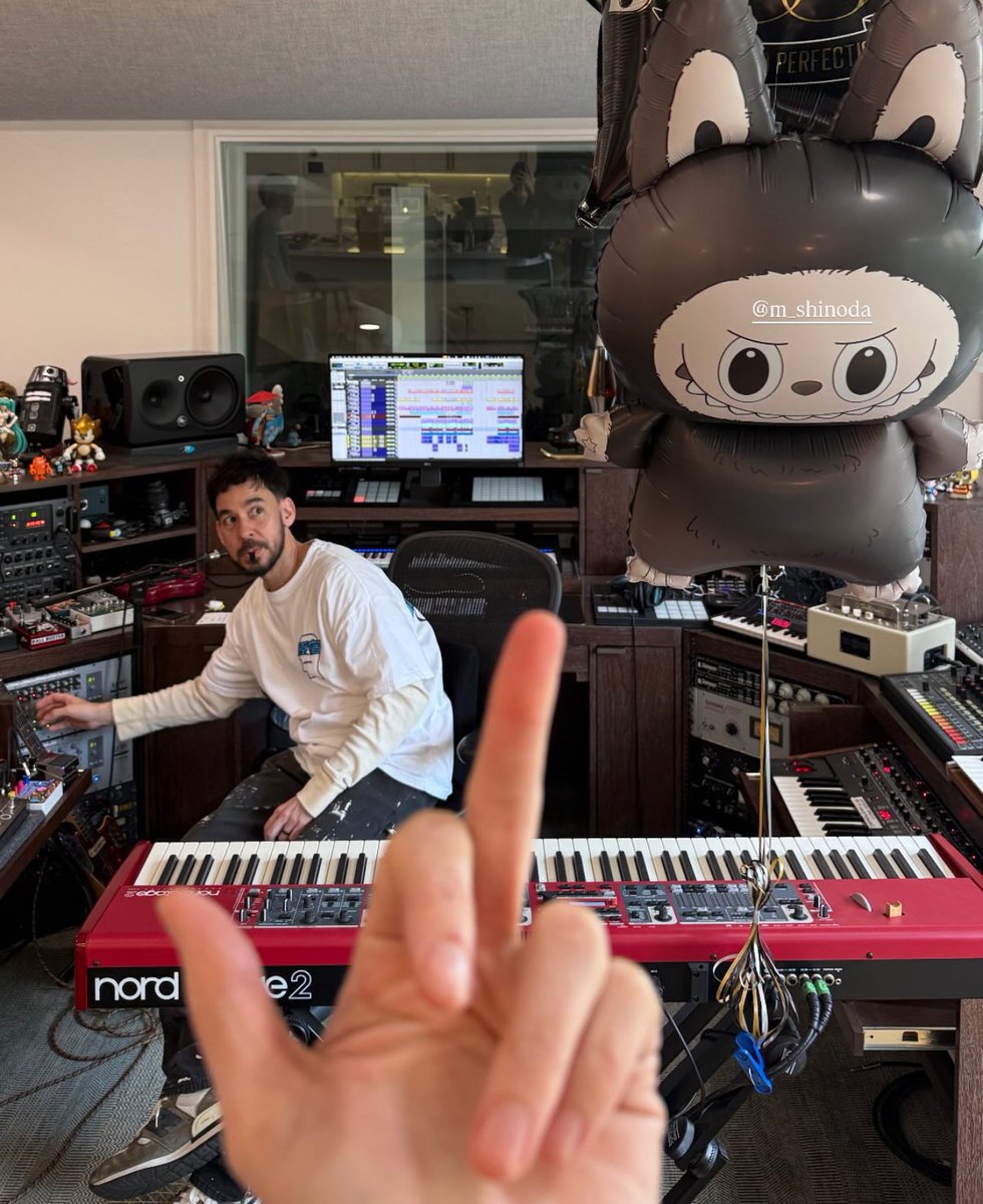 Linkin Park appears to be in the studio per new "Happy Birthday" story post on IG from Emily Armstrong to Mike Shinoda.