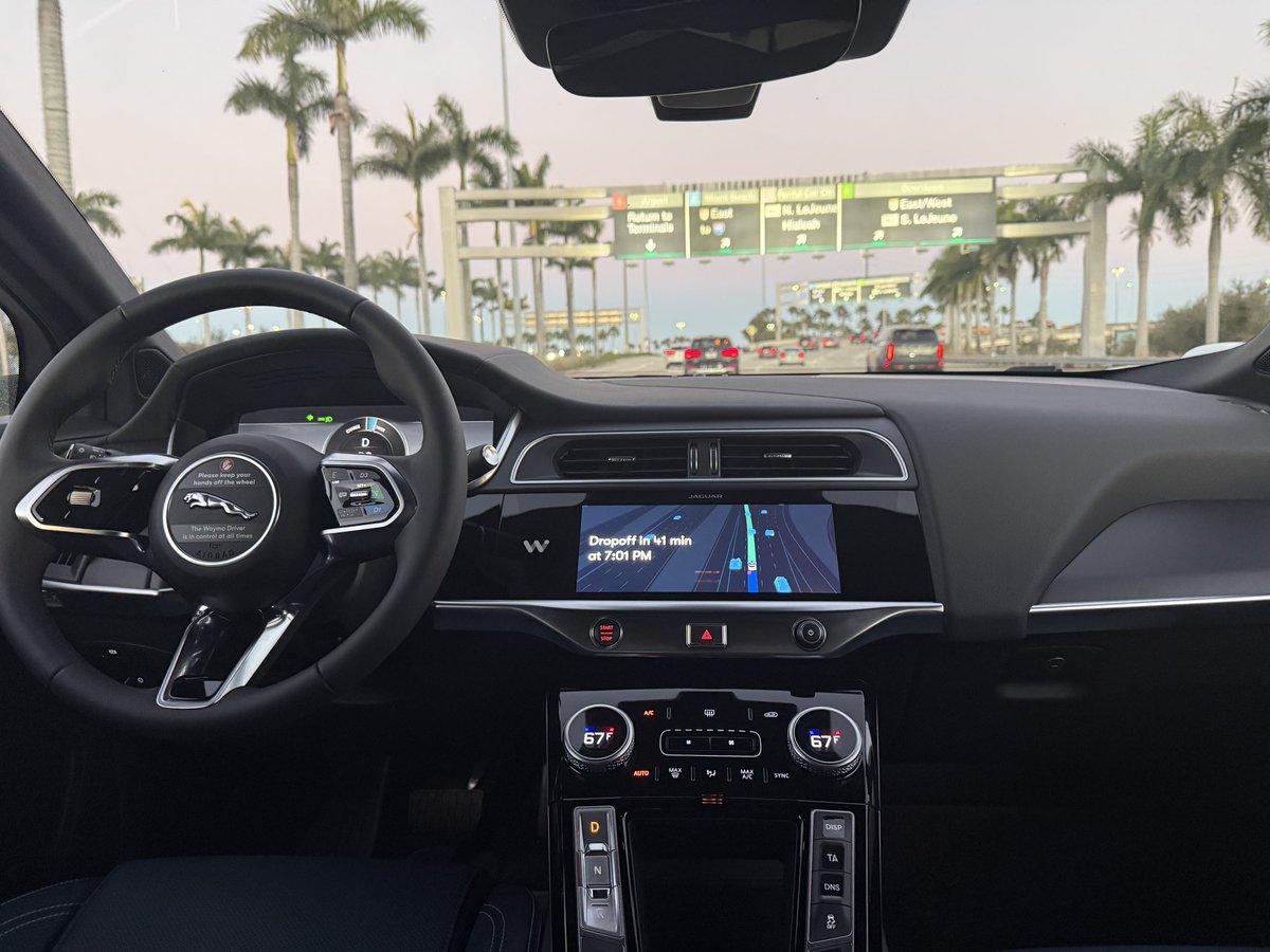 saswat101's tweet photo. Flying from @flySFO to @iflymia yesterday was my most seamless trip yet – starting and ending my journey with @Waymo! I appreciated a few extra quiet moments to wake up during my early morning ride, and the ability to take in the glitter of #Miami after landing. Coast to coast, I relied on our fully autonomous Driver to navigate the freeway, busy airports, and city traffic to keep me on the move stress free, and I look forward to enjoying Magic City over the next few days!