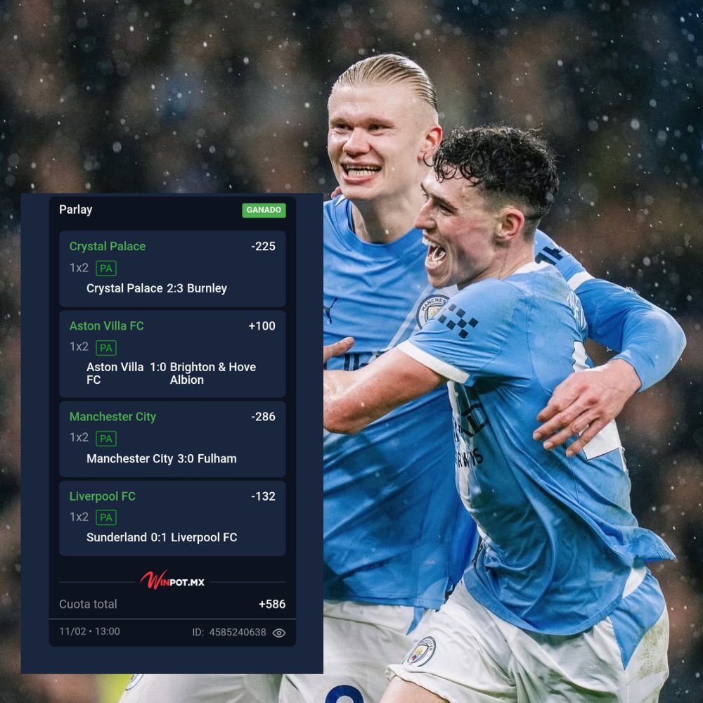 GANAMOS EL PARLAY DE PREMIER LEAGUE 🏴󠁧󠁢󠁥󠁮󠁧󠁿  +586

✅️ Cystal Palace 
✅️ Aston Villa
✅️ Manchester City 
✅️ Liverpool

5 likes y regalo una transferencia. 👌🏼