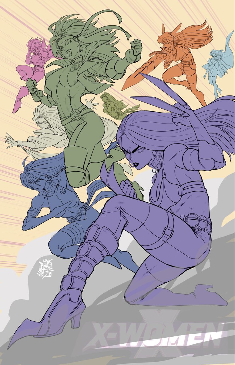 acecore2kx's tweet photo. Xwoman poster WIP! Featuring x23, rogue, psylocke, Magik, Storm, jubilee and Emma Frost. 

#xmen #marvelrivals #rogue #Psylocke https://t.co/0r8bMfhorn