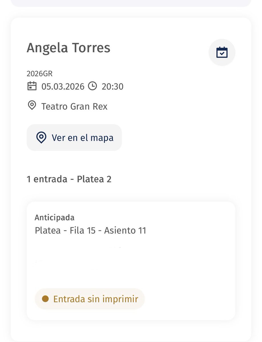 🚨 VENDO ENTRADA PARA ÁNGELA TORRES.

5/03 GRAN REX
PLATEA FILA 15

<a href="/_angeladata/">Angela Torres Data</a>