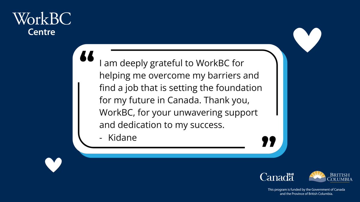 TerraceWorkbc's tweet photo. Have you heard? WorkBC is dedicated to supporting you during your employment journey. Visit your local WorkBC Centre to find out how we can help you find a good job.

#WorkBC #WorkBCCentres https://t.co/S7mKqrqLzC