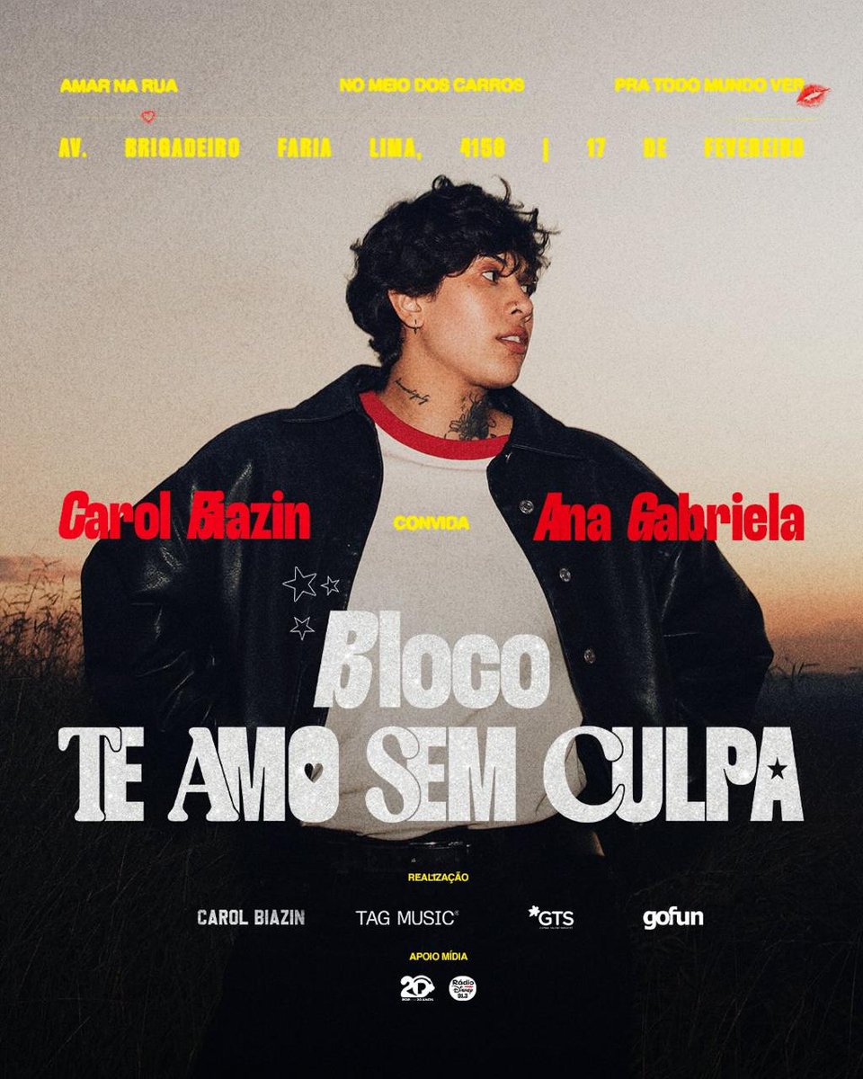 Ana Gabriela é a segunda convidada confirmada no bloco TE AMO SEM CULPA, da Carol Biazin! Vem aí desnecessário versão carnaval?