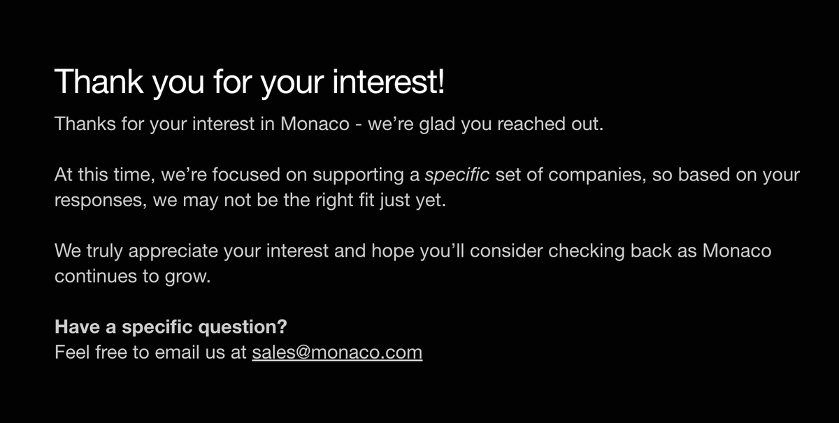 tonykchan's tweet photo. @samdblond We tried signing up for a Demo, but unfortunately didn't make the cut.  When will you start opening it up for smaller startups to try out? https://t.co/ZugRA9Sftz