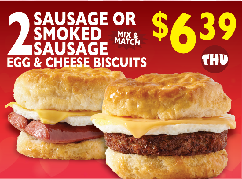 Roses are red, Biscuits are golden,
Two for $6.39…Now that’s love, bold ’n smokin’! 🌹🔥

#dodges #dailyspecials #DodgesChicken #breakfast #breakfasttime