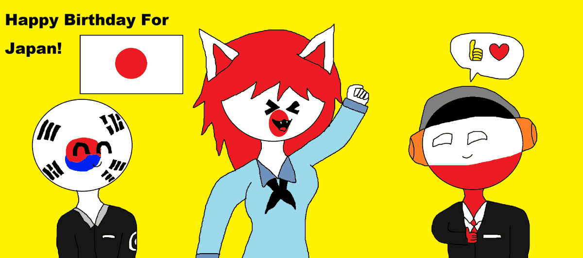 JunLee13507's tweet photo. What day is February 11 every year? It is Japan's founding anniversary! (Happy belated birthday, but from the bottom of my heart.) 日本の誕生日を心よりお祝い申し上げます！#Countryhumans #CountryhumansOc #countryhumansSouthKorea #countryhumanJapan #Countryballs #JapanFoundationDay https://t.co/V3Dboha0RS