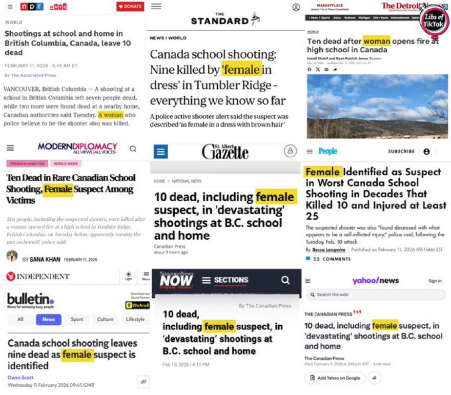 KatKanada_TM's tweet photo. Any news outlet that’s calling the BC trans shooter a “female” is not a news outlet anymore. 

It’s a propaganada outlet. 

“Female” is a biological term. The shooter’s biology was MALE. 

🔊🔊🔊 https://t.co/UJaD8PYpPK