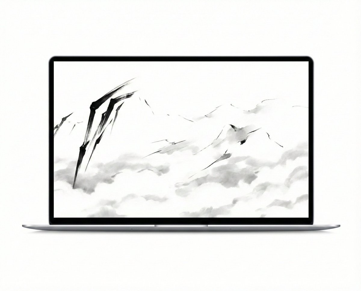 JALab_official's tweet photo. In a noisy digital world, find your moment of silence.  Not just a wallpaper, but a breath of fresh air for your mind.  #JALab #DigitalZen #InkWashPainting #MinimalistWallpaper #WabiSabi #Mindfulness #DeskSetup #JapanAesthetics https://t.co/FqBiREFiXg
