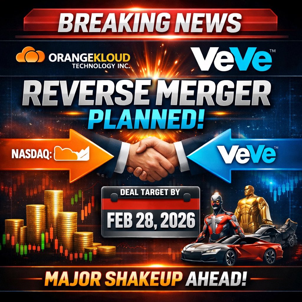 BREAKING: Digital Collectibles Giant VeVe Eyes Public Listing via Reverse Merger

📢 Orangekloud Technology Inc. (NASDAQ: ORKT) has signed a non-binding Letter of Intent with New Zealand-based Orbis Technology Ltd. to pursue a reverse merger that would bring the VeVe digital