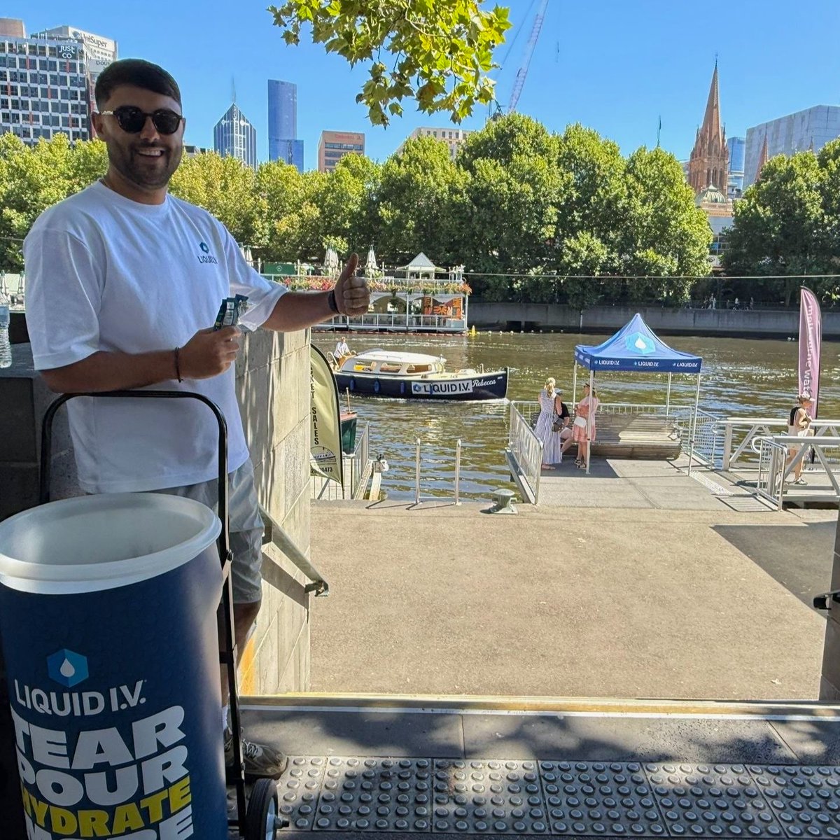 blobfishmedia's tweet photo. The Blobfish team loved travelling on the Melbourne Water Taxis as part of our Yarra River activation, taking the experience all the way to this year’s Australian Open!

Complimentary samples of Liquid I.V. all summer long have kept passengers refreshed during summer! 🌞 https://t.co/mB3aei71lO