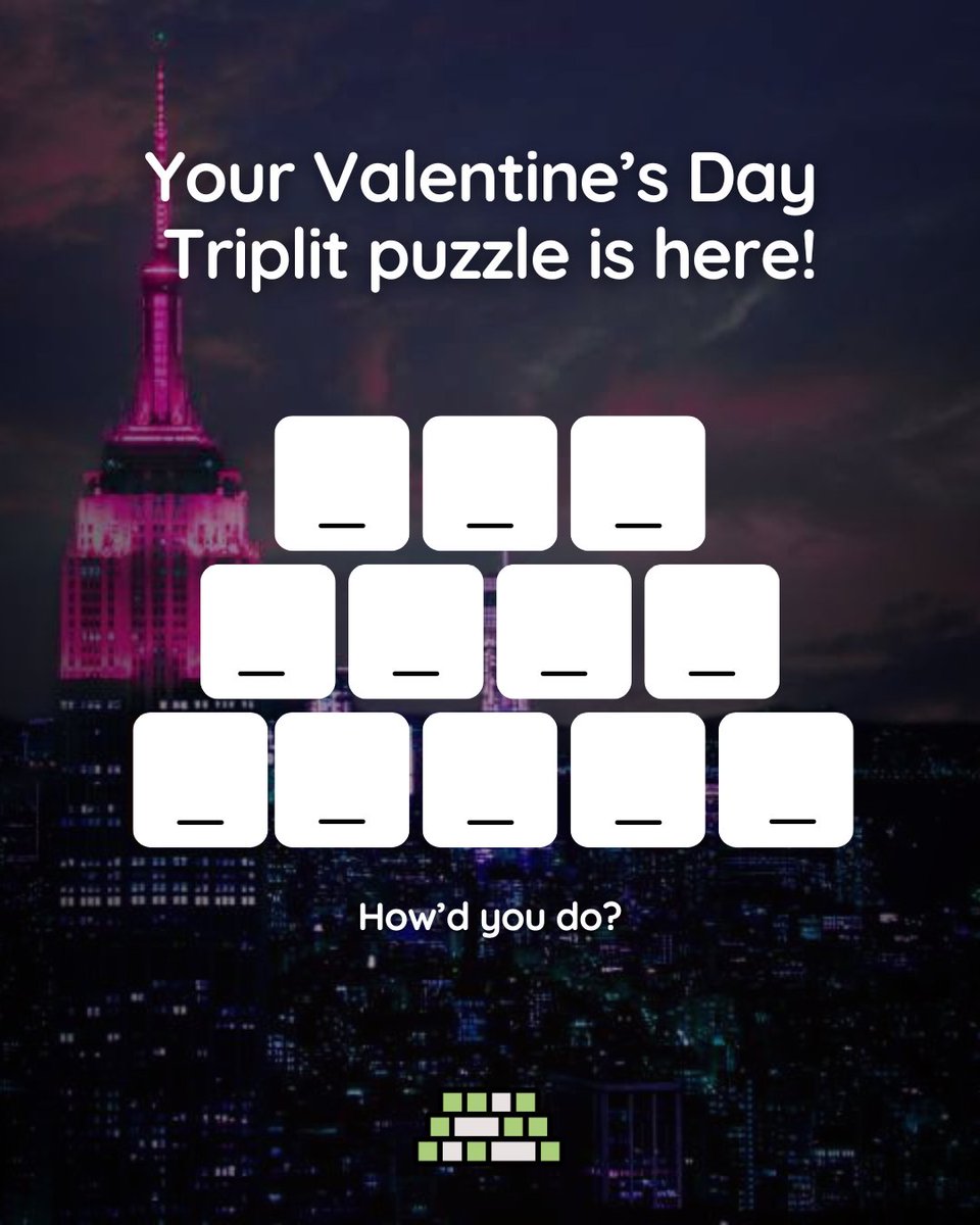 TriplitGame's tweet photo. Fall in love with today’s Triplit puzzle 💘🧩

Download now and make it part of your Valentine’s Day plans ➡️ https://t.co/jlydCV1NKY

#Triplit #WordGame #PuzzleCommunity #BrainTeasers #DailyChallenge https://t.co/VcqezrTHgZ
