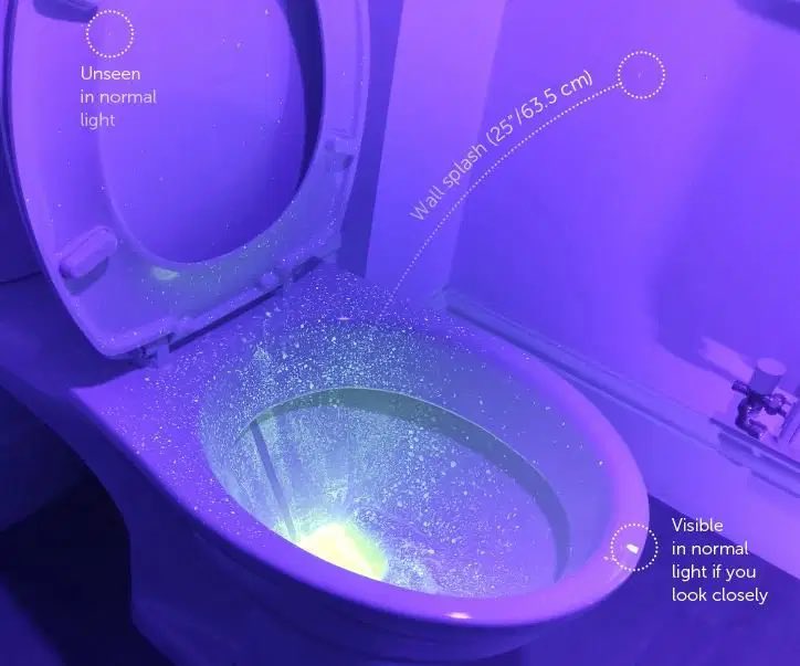 SealllCSGO's tweet photo. @xQc_dailyy he's right though peeing while standing unhygienic. this is a toilet under UV light that shows how much splash really occurs. https://t.co/cq3RSUTavt