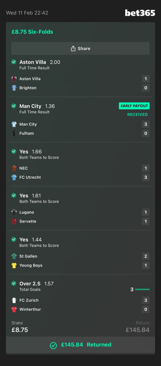 LFCJosh3's tweet photo. @ChillandBill1 Yes mate, just picked the ones that looked a banker. Got very lucky with late goals https://t.co/OqWxaw0Nmz