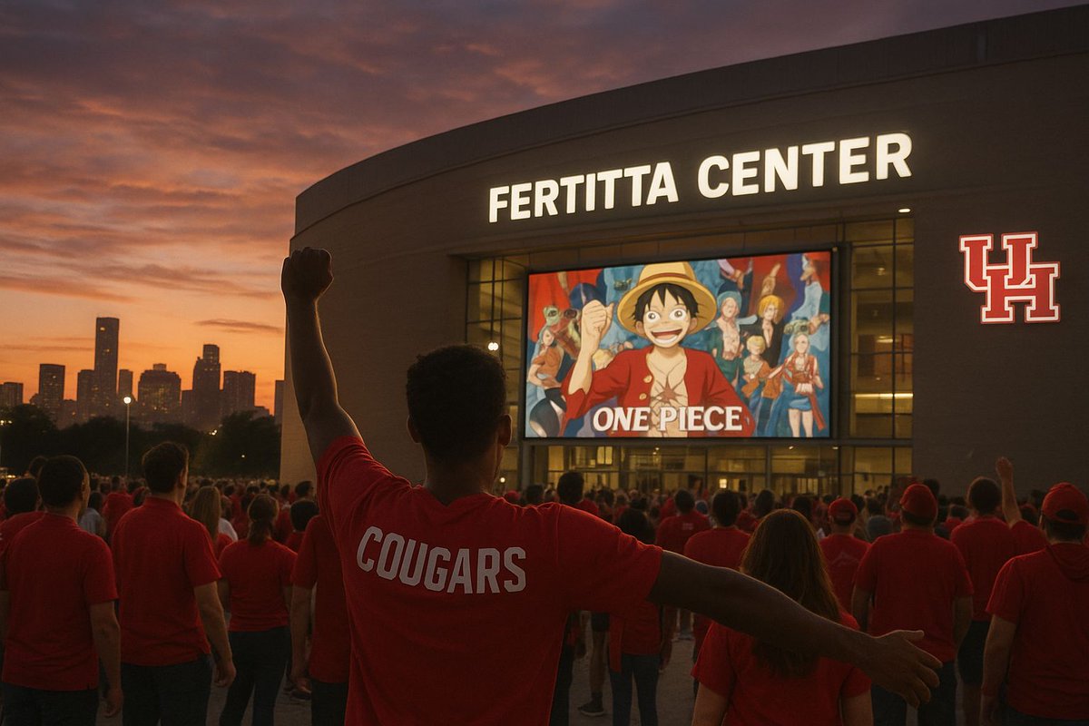 RealHoustonCom's tweet image. Anime meets Houston hoops. The Cougars are teaming up with ONE PIECE for special themed home games at Fertitta Center. Don’t miss this crossover moment. #GoCoogs #ForTheCity #HoustonCom #UniversityofHouston
 houston.com/houston-mens-b…