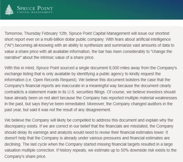 Spruce Point Capital tweet media