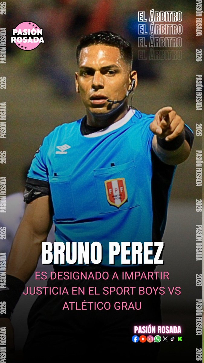 🚨 Designación confirmada: Bruno Pérez será el árbitro del Sport Boys 🆚 Atlético Grau (Fecha 3) este 14/02 en el Miguel Grau. 

*Si interviene el VAR, los audios podrán publicarse. 💗⚽

#VamosBoys