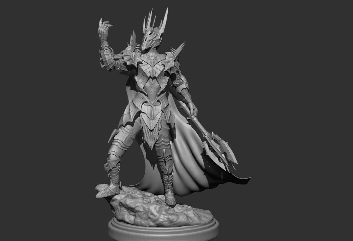 craftartwarrior's tweet photo. #Sauron #LordOfTheRings #LOTR #MiddleEarth #DarkLord #3DArt #3DArtist #ZBrush #Blender3D #DigitalSculpting #FanArt #FantasyArt #CharacterDesign #3DModeling #StatueDesign #GeekArt #WIP #Cults3D #STL #3DPrint https://t.co/D8jD5zBSRZ