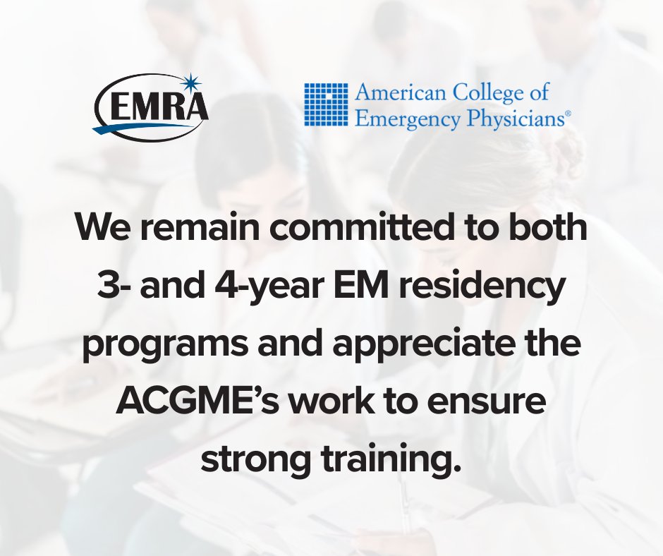 #EMRAFamily, your voice matters! This week ACGME paused the proposed 4-yr mandate for EM residency.

#AdvocacyMatters @acepnation