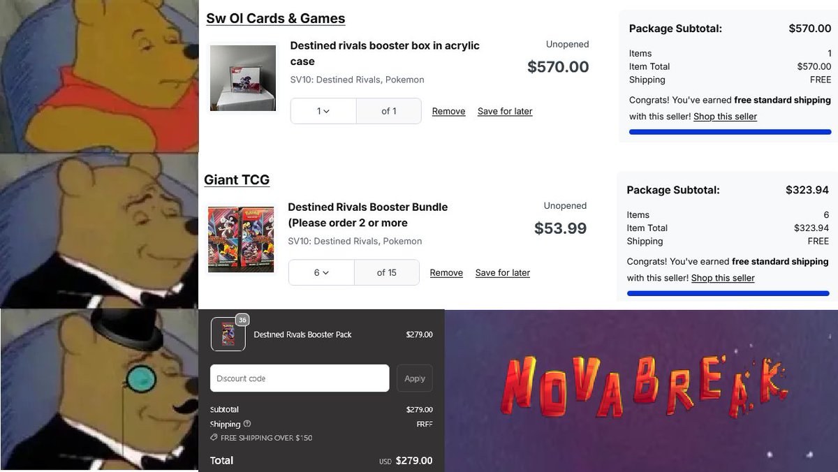 ShopNovaBreak's tweet photo. Somebody in the Discord made this and wanted to share it with you guys. No disrespect to the TCGPlayer shops pictured, I have no idea who they are or if its real. https://t.co/nMI5LxVjro