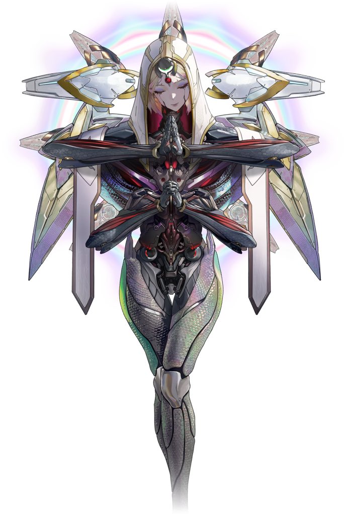 this design is kinda insane. noah’s shields, rapunzel’s back halo, isabel’s legs, nayuta clone arms. she is literally made of the scraps of our allies. the colors and the pose and the expression too. whoever designed this deserves a billion dollars