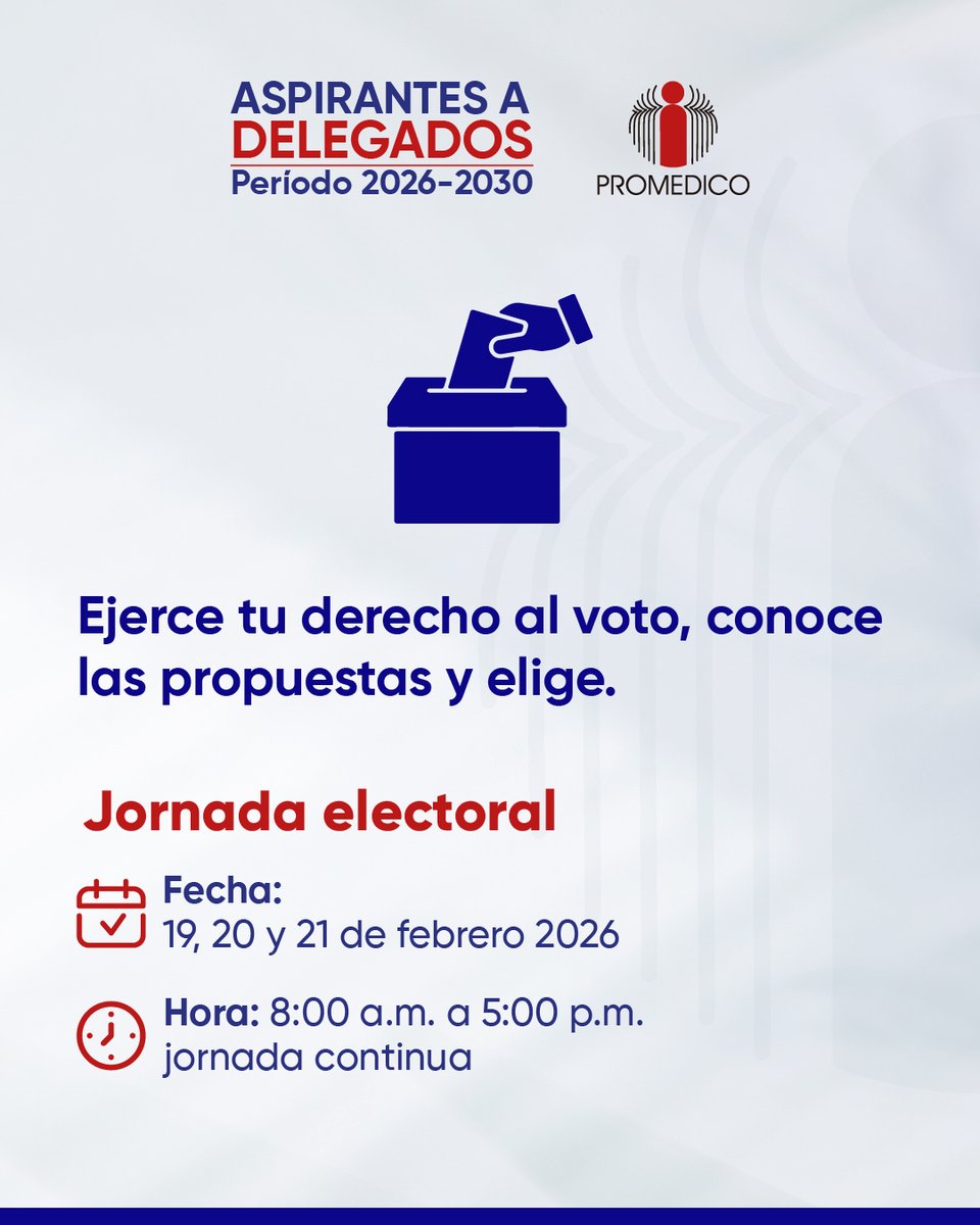 _PROMEDICO's tweet photo. ¡En PROMEDICO estamos en Elecciones! Es momento de ejercer tu derecho al voto, conocer las propuestas y elegir a quienes representarán tus ideas y necesidades. https://t.co/hZlViA6wWW