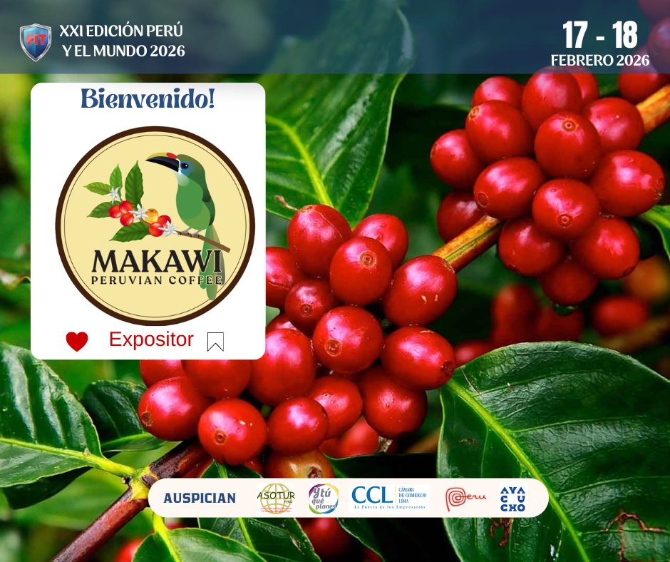 MorochucosReps's tweet photo. https://t.co/LZP6BZ0YkP¡BIENVENIDO HOTEL MAKAWI PERUVIAN COFFEE, A XXI LA FERIA INTERNACIONAL DE TURISMO PERÚ Y EL MUNDO 2026! 📍 Miraflores – Lima | 📷 17 y 18 de febrero  Sé expositor: https://t.co/COVVnZTs4S #FITPERUYELMUNDO_2026 #MorochucosReps #FeriaInternacional https://t.co/ETqO4jBNza