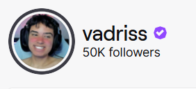 Vadriss1's tweet image. AHHHH!!! We just hit 50k followers on Twitch. I just wanna say tyyy so much, and I love you guys so muchhhh #twitch #TwitchStreamers #twitchpartner