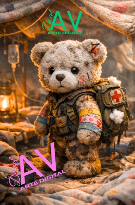 AnderssonMadrid's tweet photo. Chapter 2: The wounded guardian has arrived! Teddy medic in a war zone: backpack, serum, cute patches, and blood. Collect resilience.
#NFT #NFTart #NFTcollectible #NFTcollectibles #NFTcollection #DigitalArt #CryptoArt #Plushie #TeddyBear #TeddyBearNFT #PlushNFT #CuteDarkArt https://t.co/vrChQ0Sr7g