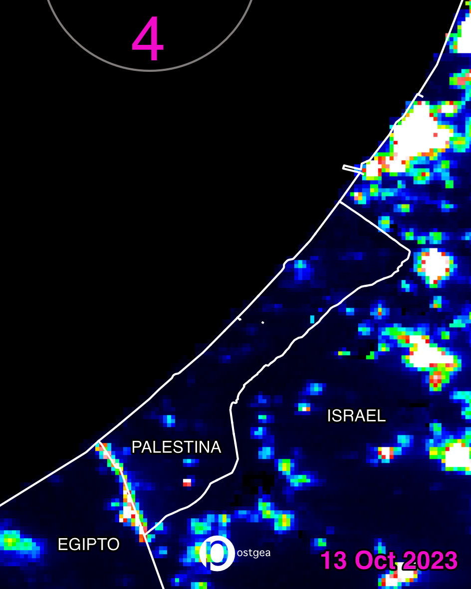 barredajose's tweet photo. En #PostGea hemos publicado un video que captura la luminosidad (radiancia) de #Palestina antes y durante el conflicto con #Israel. La radiancia nocturna es un poderoso indicador de patrones de actividad humana. #VIIRS

https://t.co/EPdTgVsFcg https://t.co/v0YwJJZx54