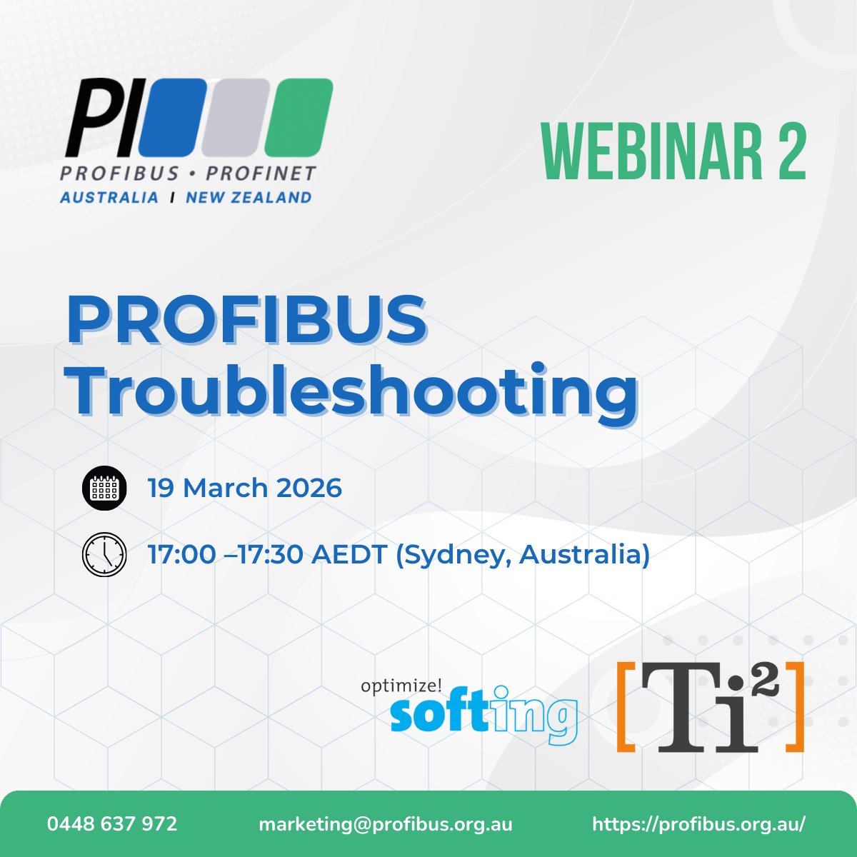 ProfibusN's tweet photo. PROFIBUS Tester 5 Kick-off Webinars
Learn practical PROFIBUS diagnostics for field engineers &amp; maintenance teams!

Email marketing@profibus.org.au to register.

#PROFIBUS #IndustrialAutomation #ProcessAutomation #IndustrialNetworking #AutomationEngineering #Industry40 https://t.co/Xm4dwUiSzc