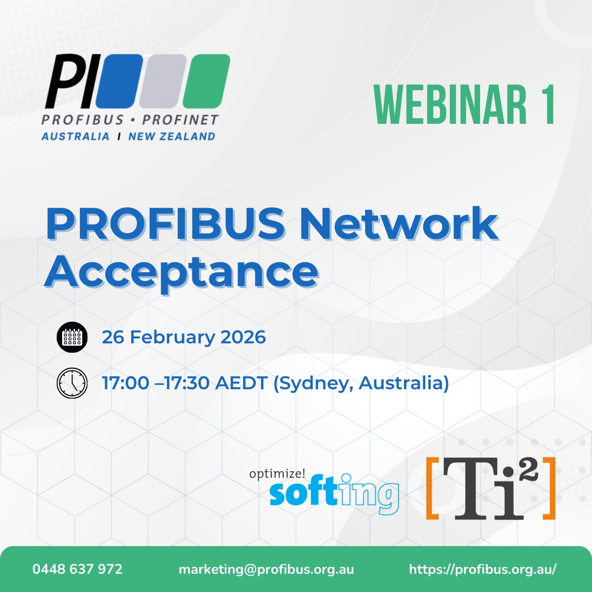 ProfibusN's tweet photo. PROFIBUS Tester 5 Kick-off Webinars
Learn practical PROFIBUS diagnostics for field engineers &amp; maintenance teams!

Email marketing@profibus.org.au to register.

#PROFIBUS #IndustrialAutomation #ProcessAutomation #IndustrialNetworking #AutomationEngineering #Industry40 https://t.co/Xm4dwUiSzc