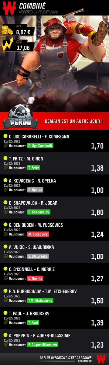 🎾🧨 LA TAULE OU LE PACTOLE ❌

🎯 @ 17,05 ❌

❤️ Like si tu soutiens ! 

#TeamParieur