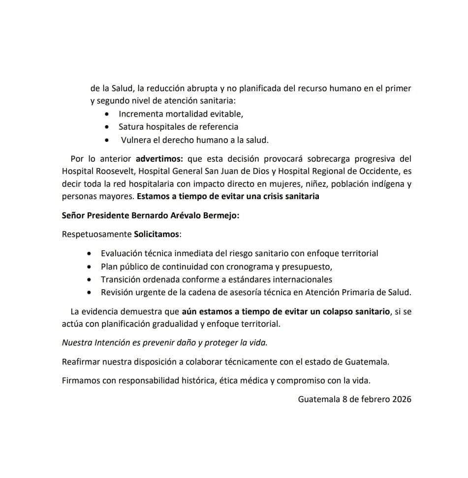 Médicos y médicas de Guatemala, en ejercicio solicitan al gobierno de Bernardo Arévalo realizar un plan ordenado ante la salida de 400 trabajadores de la salud cubanos

Se prevé que los hospitales públicos Roosevelt y San Juan de Dios  así como centros de salud podrían colapsar