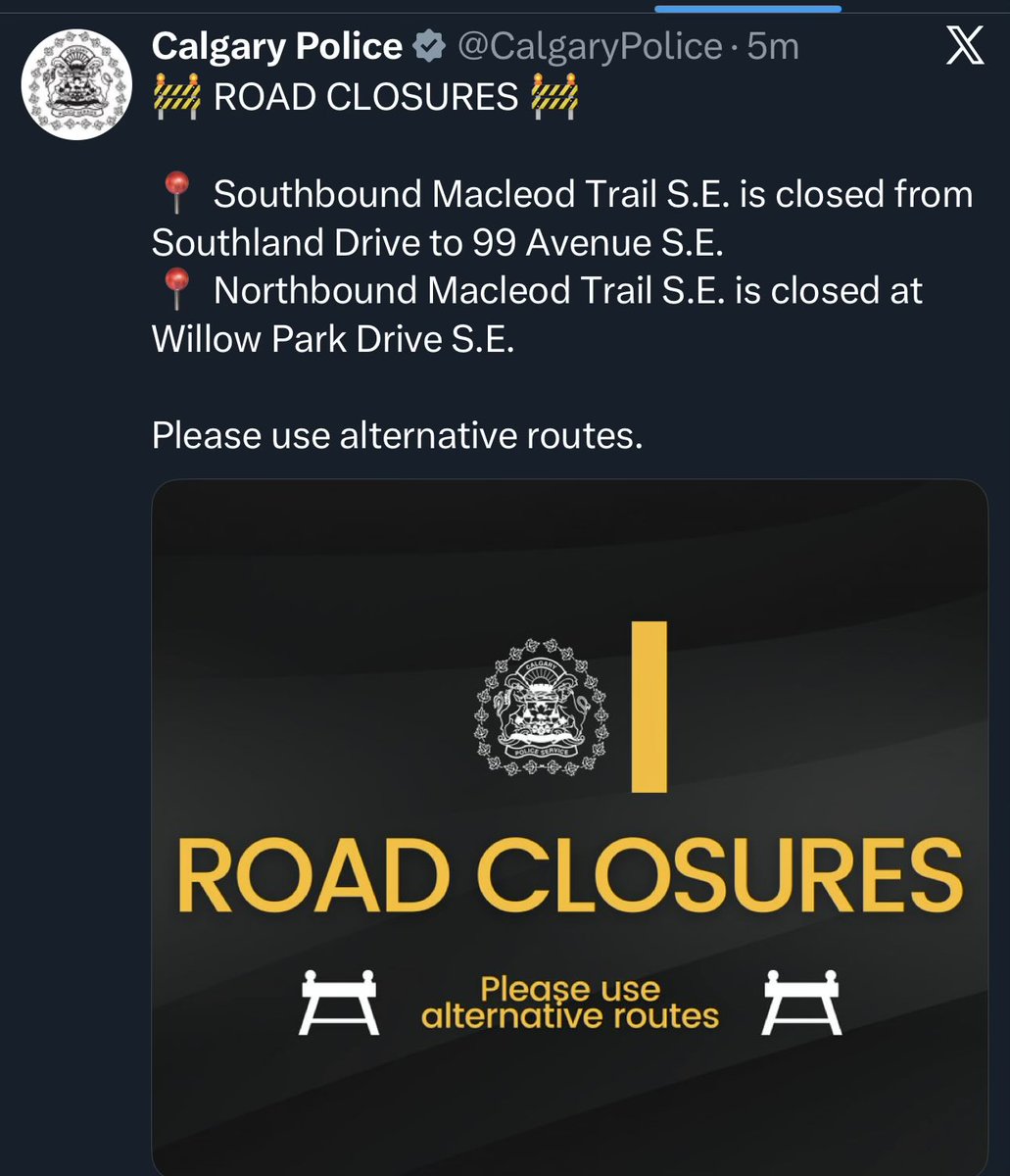lufromcalab's tweet photo. @calgarytransit @elleajay Can we get better updates, that are more clearly worded?    Is the closure on MacLeod Trail in any way associated with this? https://t.co/6mr8e0HTcp