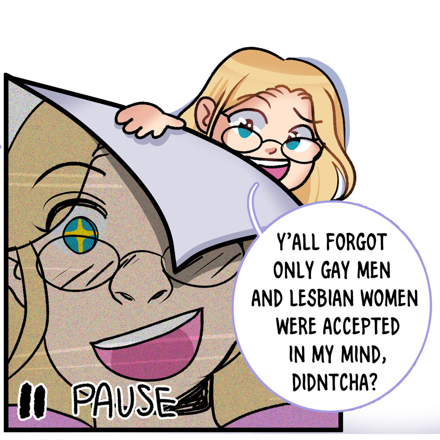 batattackk's tweet photo. Karri's made a revelation!!!!!!!

but it may have been a little bit off;;

#bisexual #bisexualcomic #bipride 

VALID is still funding on Kickstarter! We are 34% funded and every bit helps to make this comic happen!!!
⛓️LINK BELOW!! https://t.co/J7DOTy9l1c